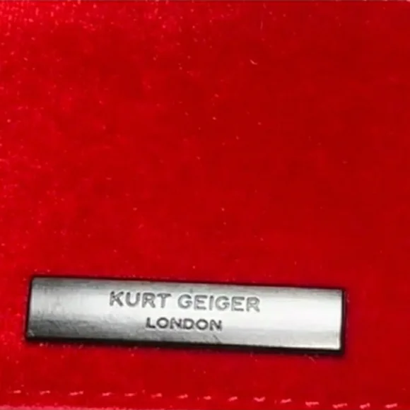 NIB!! Kurt Geiger Red Velvet Crossbody Bag w/ Black Rhinstone Bow - Picture 7 of 10